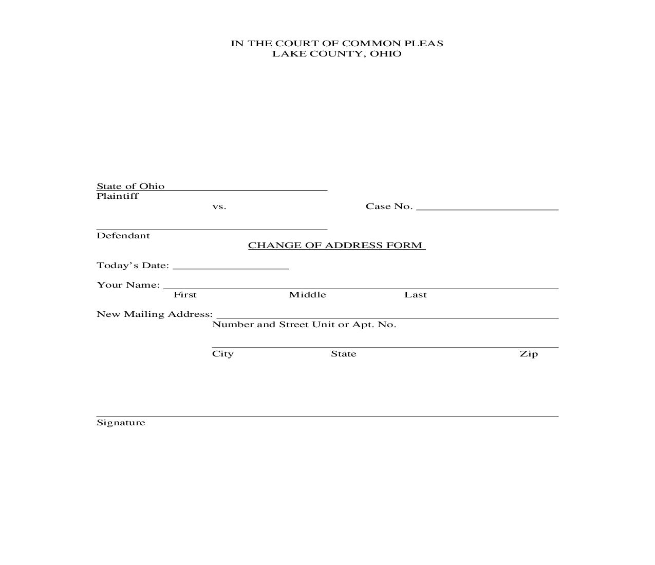 Change Of Address Form - Criminal | Pdf Fpdf Doc Docx | Ohio