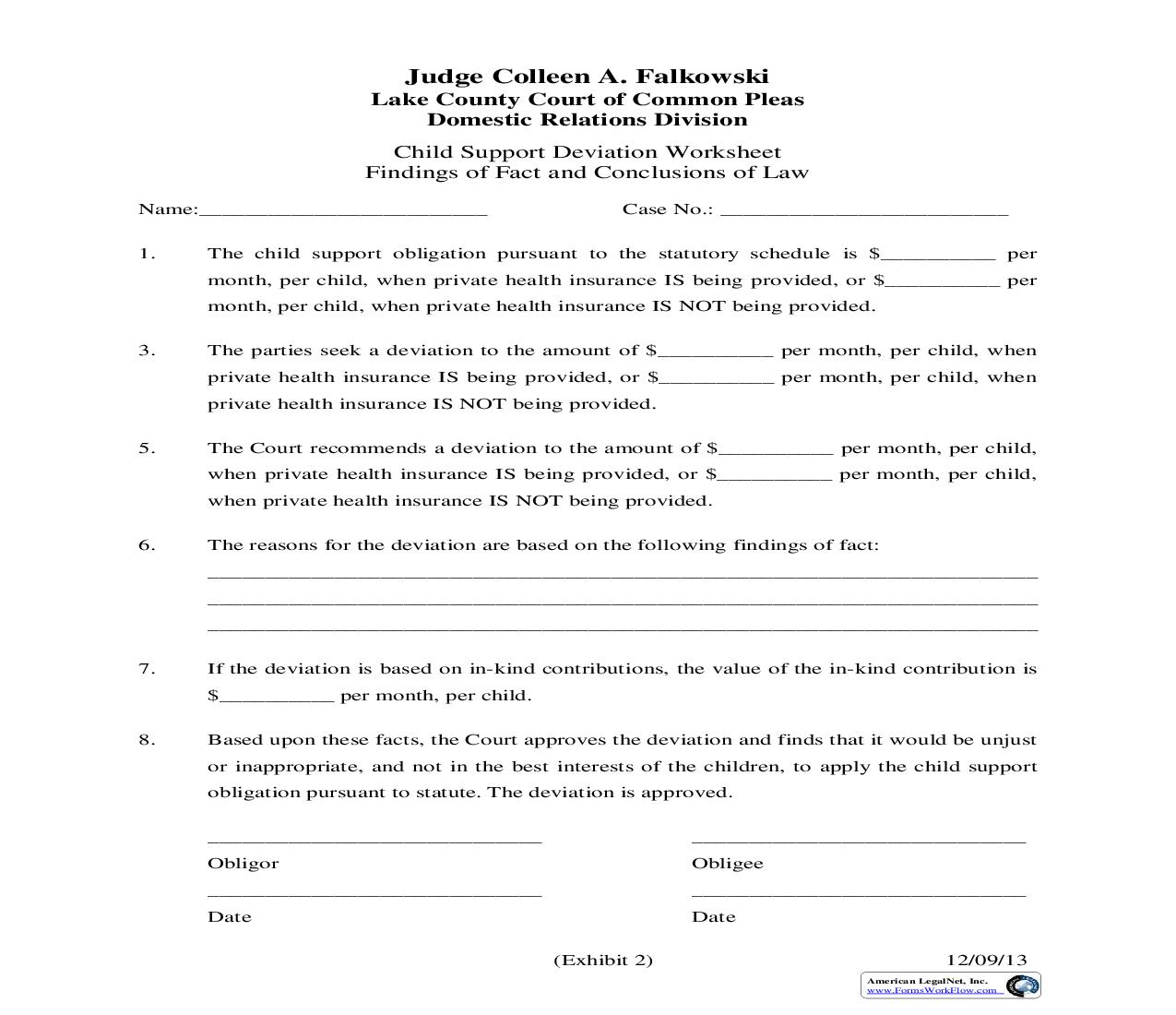 Child Support Deviation Worksheet | Pdf Fpdf Doc Docx | Ohio