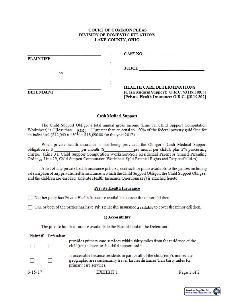 Health Care Determination | Pdf Fpdf Docx | Ohio