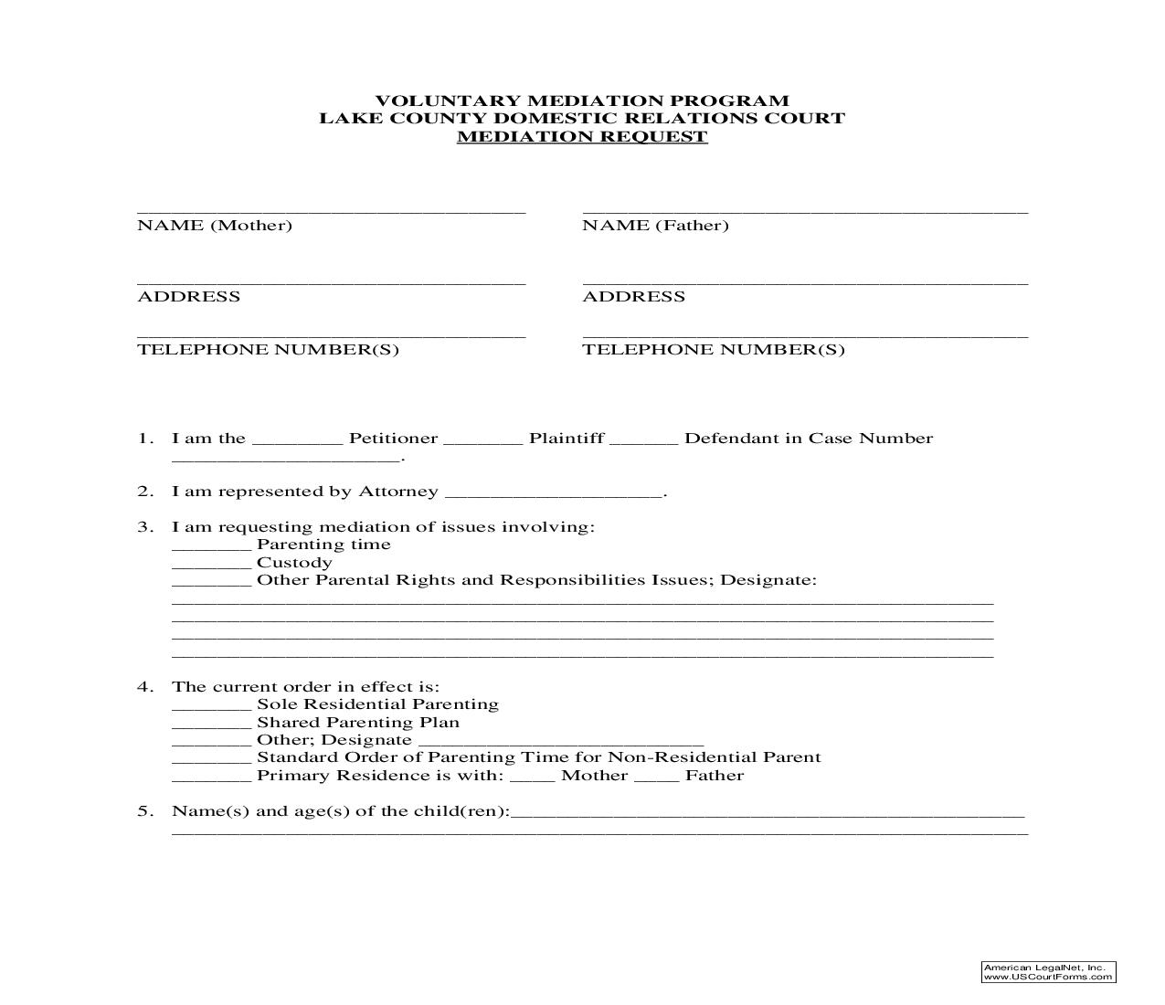 Mediation Request | Pdf Fpdf Doc Docx | Ohio