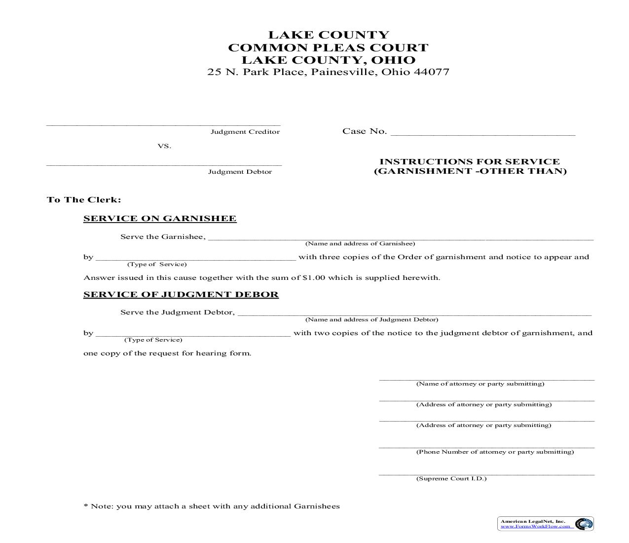 Instructions For Service | Pdf Fpdf Doc Docx | Ohio