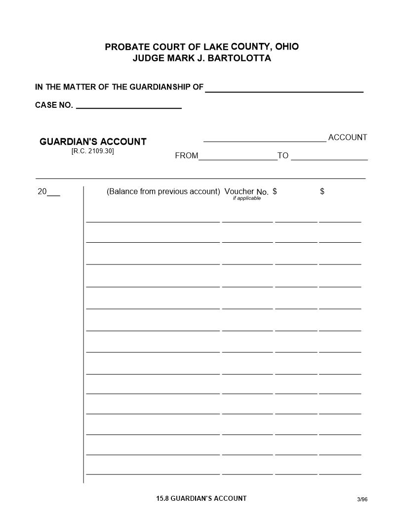 Guardians Account {15.8} | Pdf Fpdf Doc Docx | Ohio