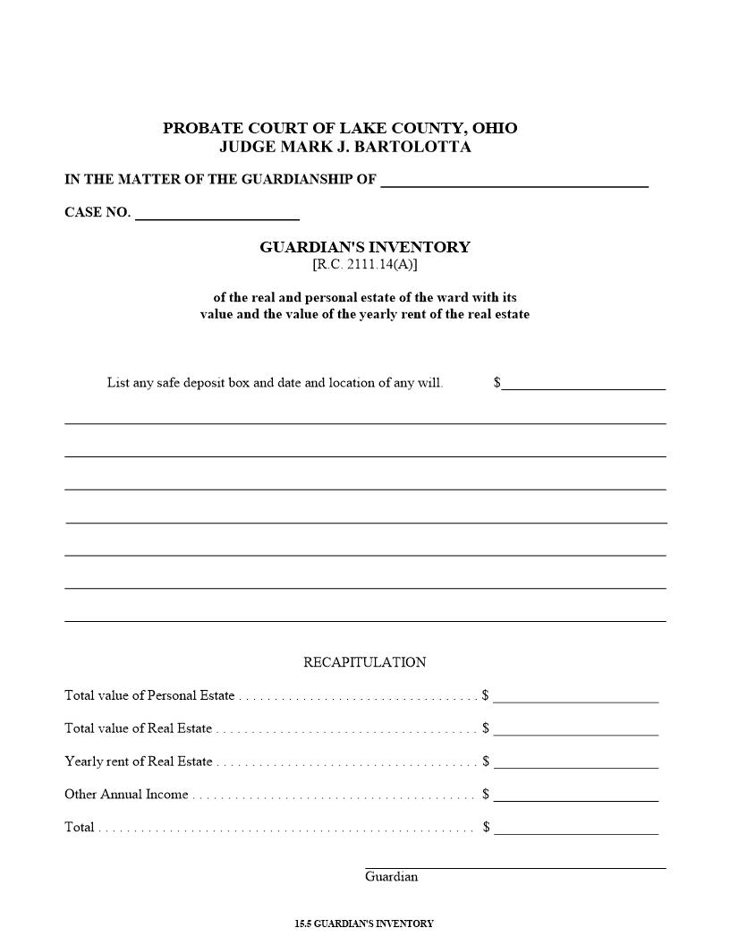 Guardians Inventory {15.5} | Pdf Fpdf Doc Docx | Ohio