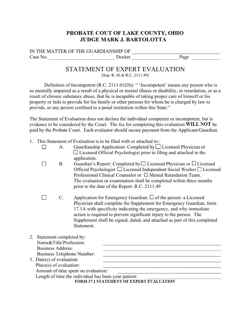 Statement Of Expert Evaluation | Pdf Fpdf Doc Docx | Ohio
