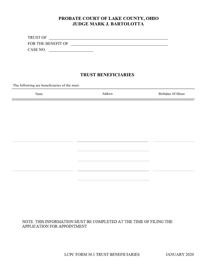 List Of Trust Beneficiaries | Pdf Fpdf Doc Docx | Ohio