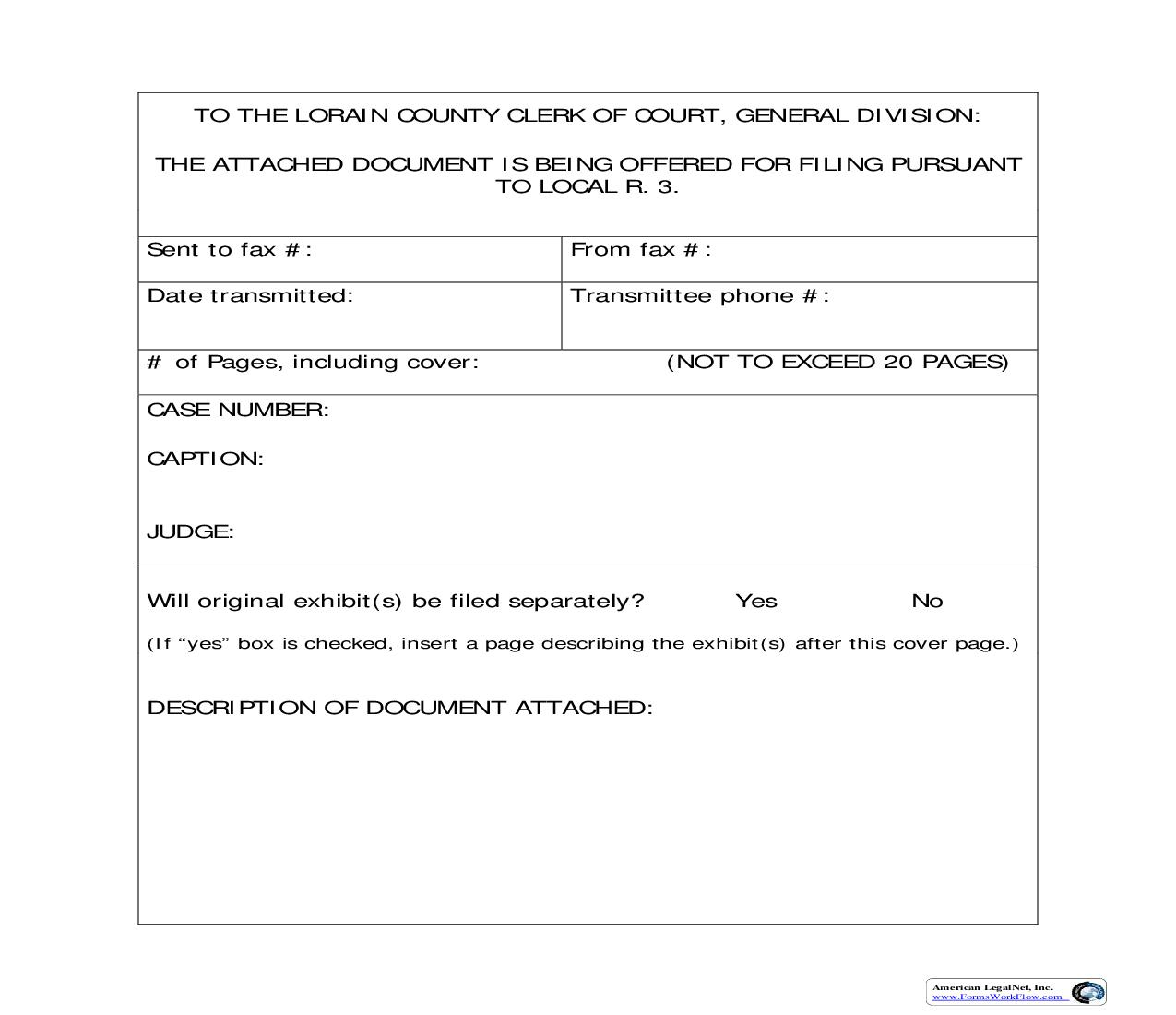 Fax Filing Cover Sheet | Pdf Fpdf Doc Docx | Ohio