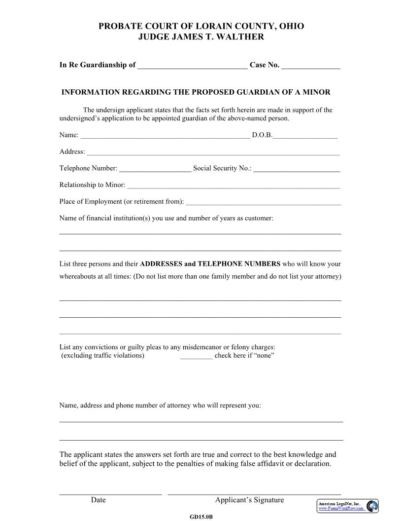 Information Regarding The Proposed Guardian {15.0B} | Pdf Fpdf Docx | Ohio
