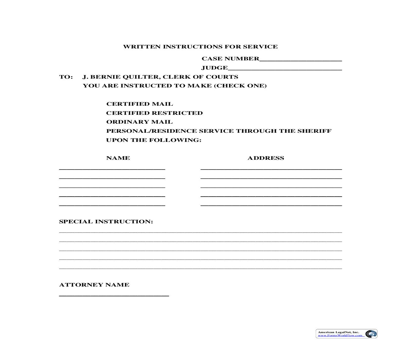 Written Instructions For Service | Pdf Fpdf Doc Docx | Ohio