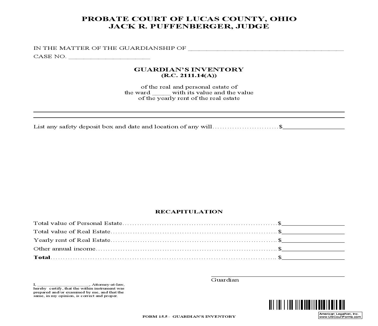 Guardians Inventory {15.5} | Pdf Fpdf Doc Docx | Ohio