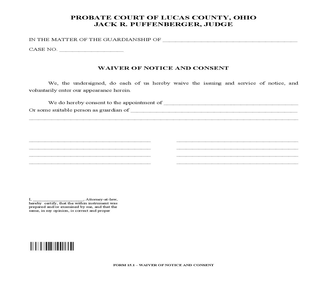Waiver Of Notice And Consent {15.1} | Pdf Fpdf Doc Docx | Ohio