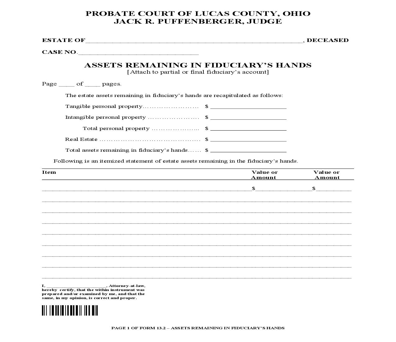 Assets Remaining In Fiduciarys Hands {13.2} | Pdf Docx | Ohio