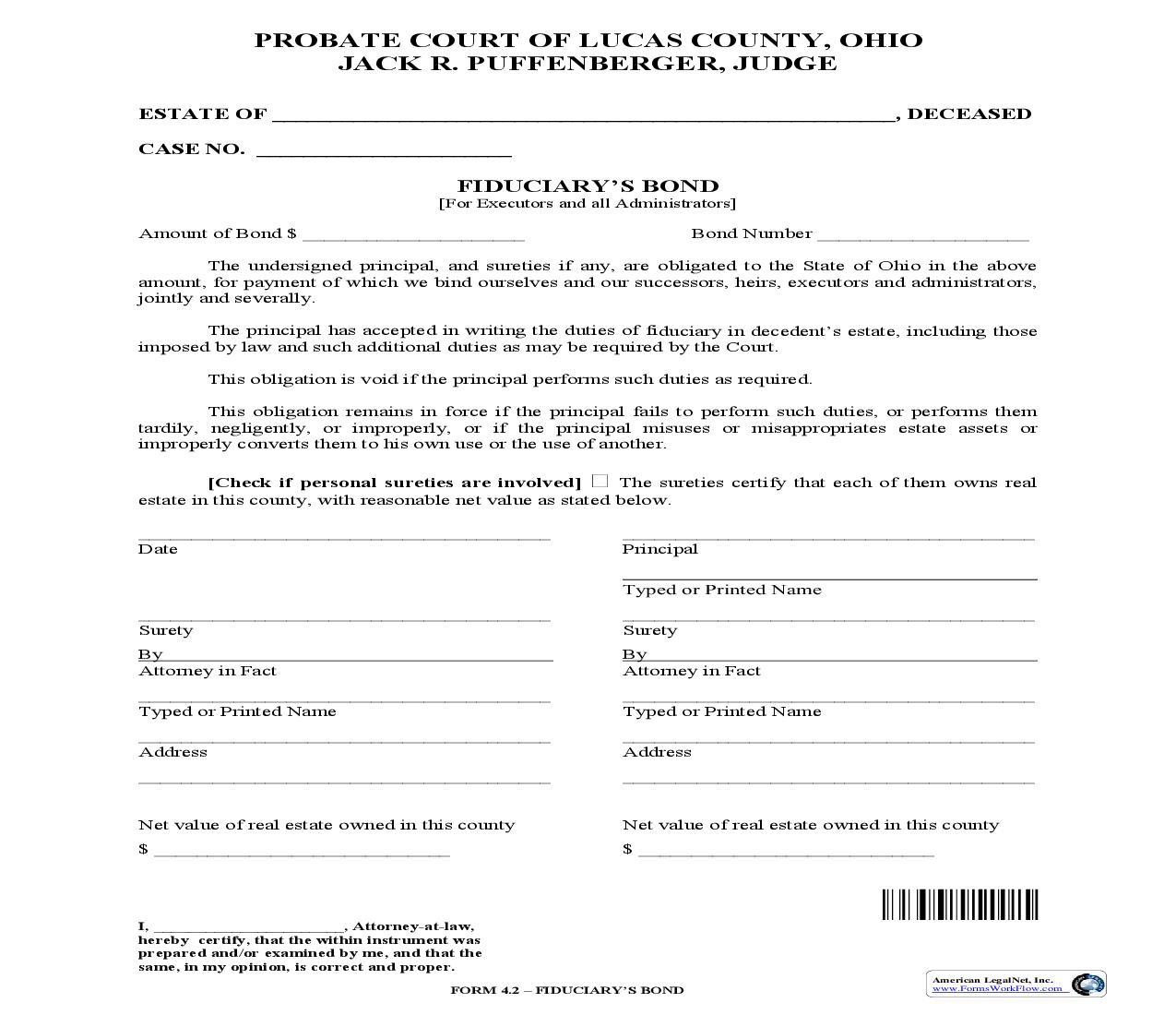 Fiduciarys Bond {4.2} | Pdf Fpdf Doc Docx | Ohio