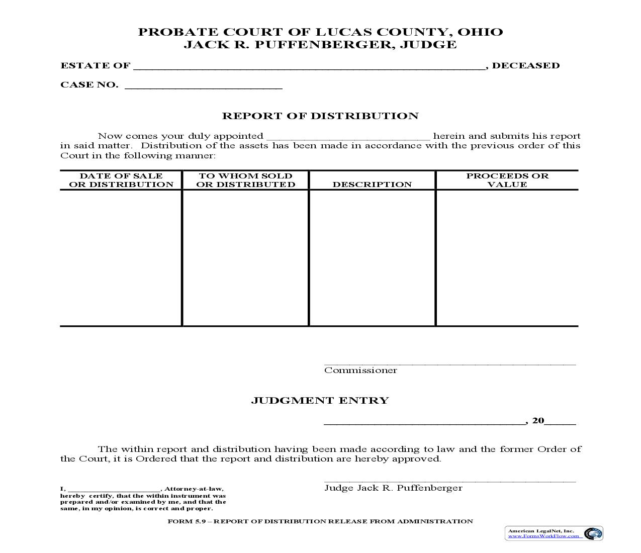 Report Of Distribution {5.9} | Pdf Fpdf Doc Docx | Ohio