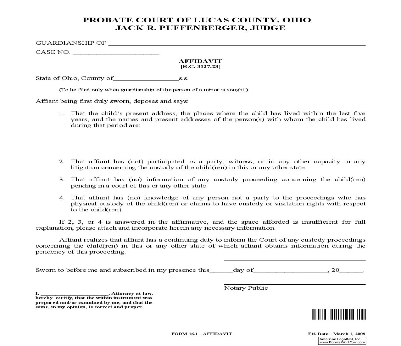 Affidavit {16.1} | Pdf Fpdf Doc Docx | Ohio