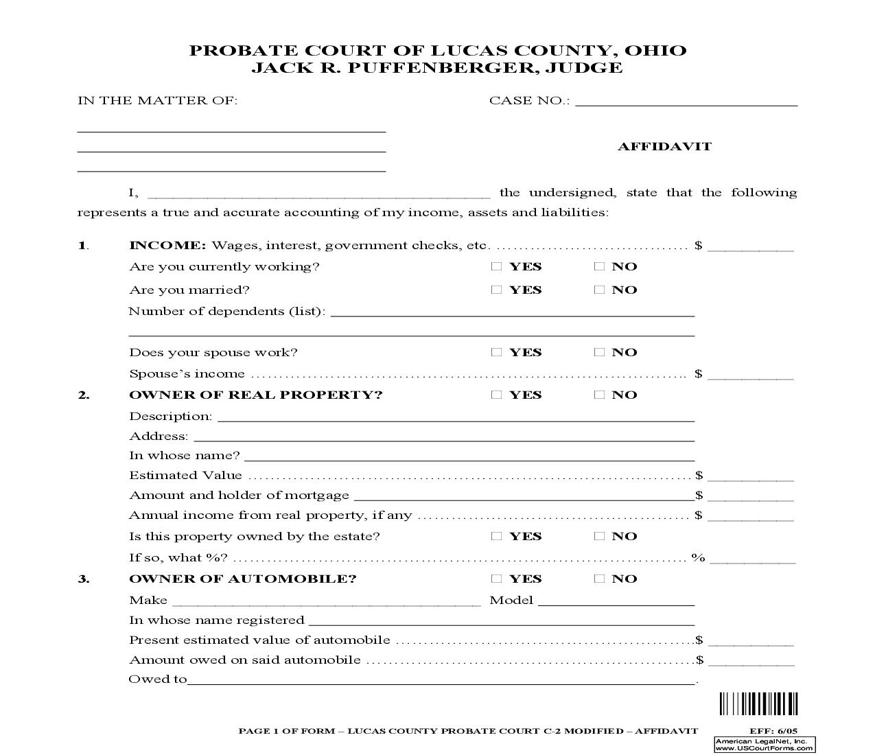 Affidavit {C2} | Pdf Fpdf Doc Docx | Ohio