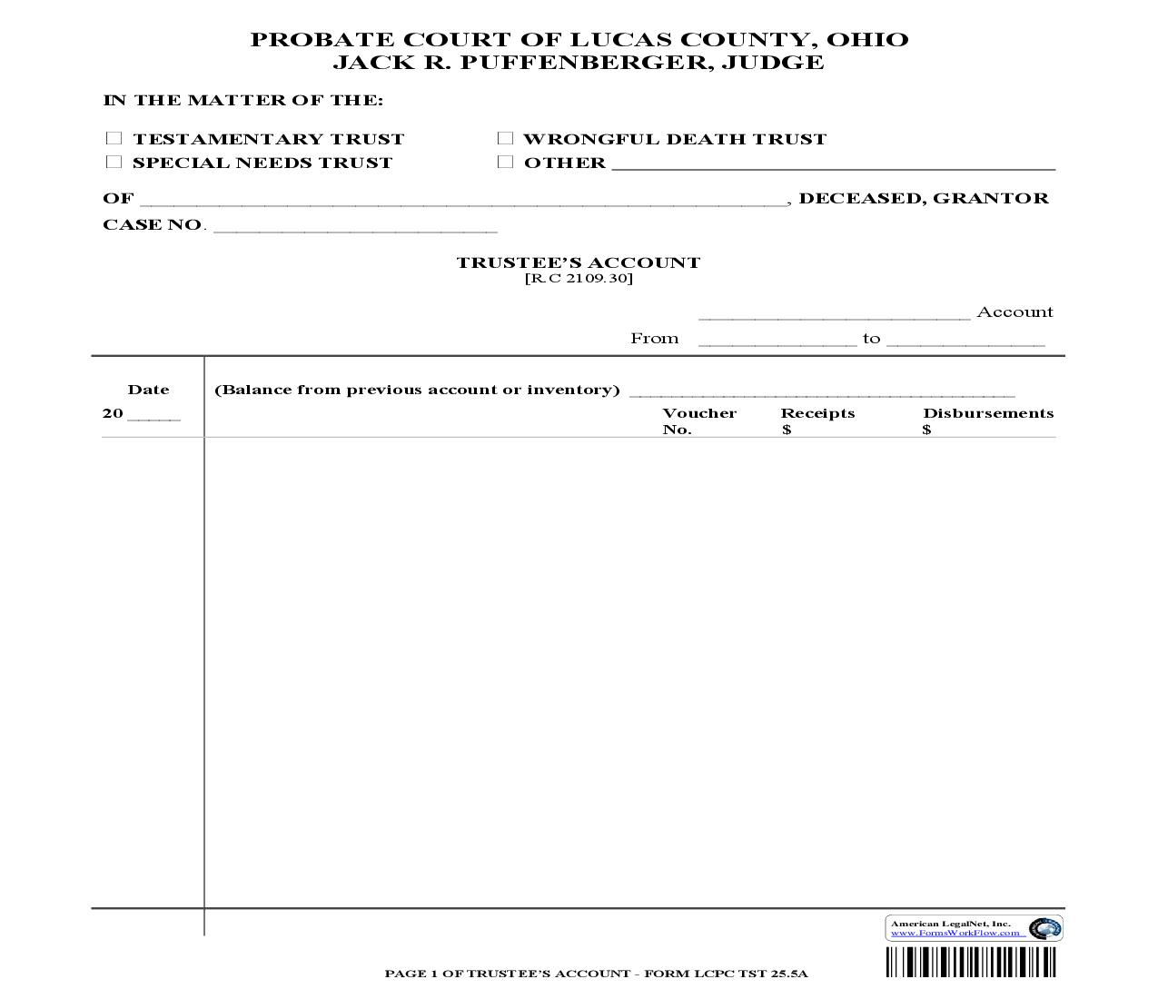 Trustees Account {TST 25.5A} | Pdf Fpdf Doc Docx | Ohio