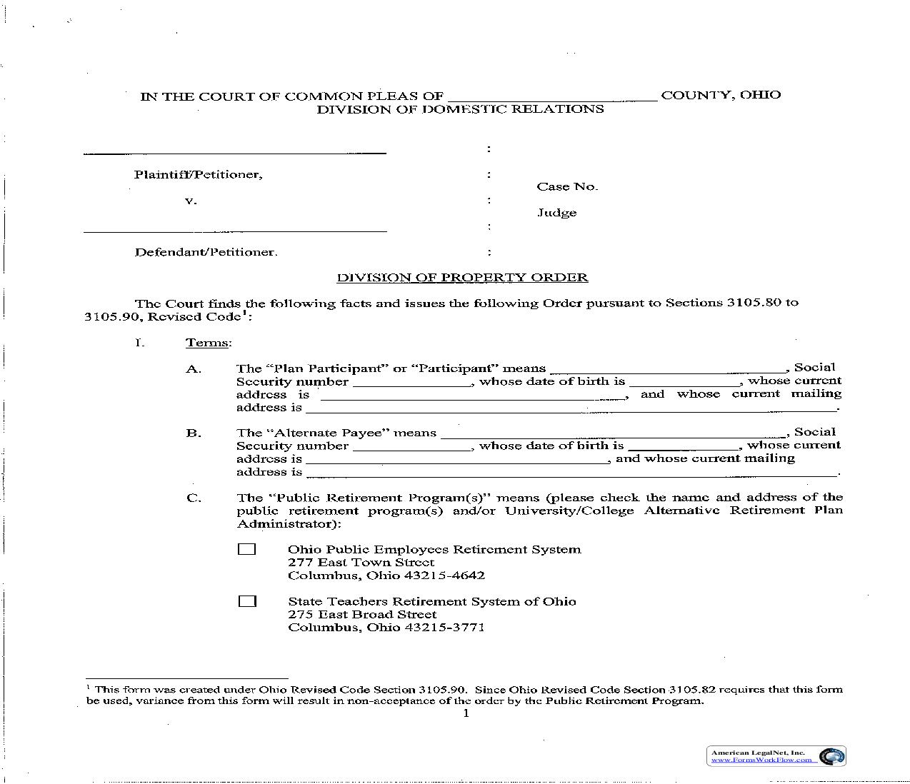 Division Of Property Order | Pdf Fpdf Doc Docx | Ohio