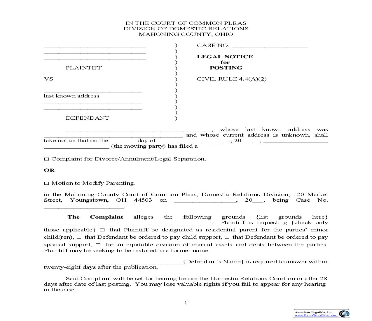 Legal Notice Posting | Pdf Fpdf Doc Docx | Ohio