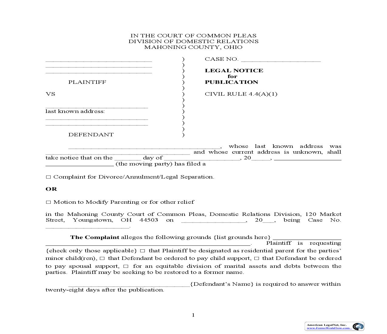 Legal Notice Publication | Pdf Fpdf Doc Docx | Ohio