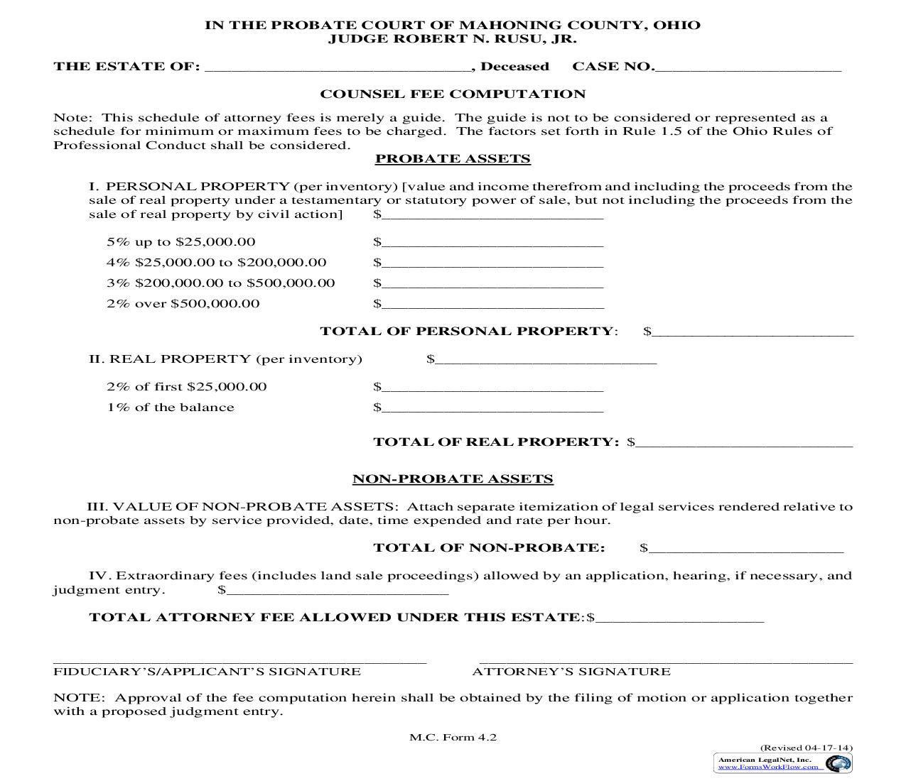 Counsel Fee Computation {4.2} | Pdf Fpdf Doc Docx | Ohio