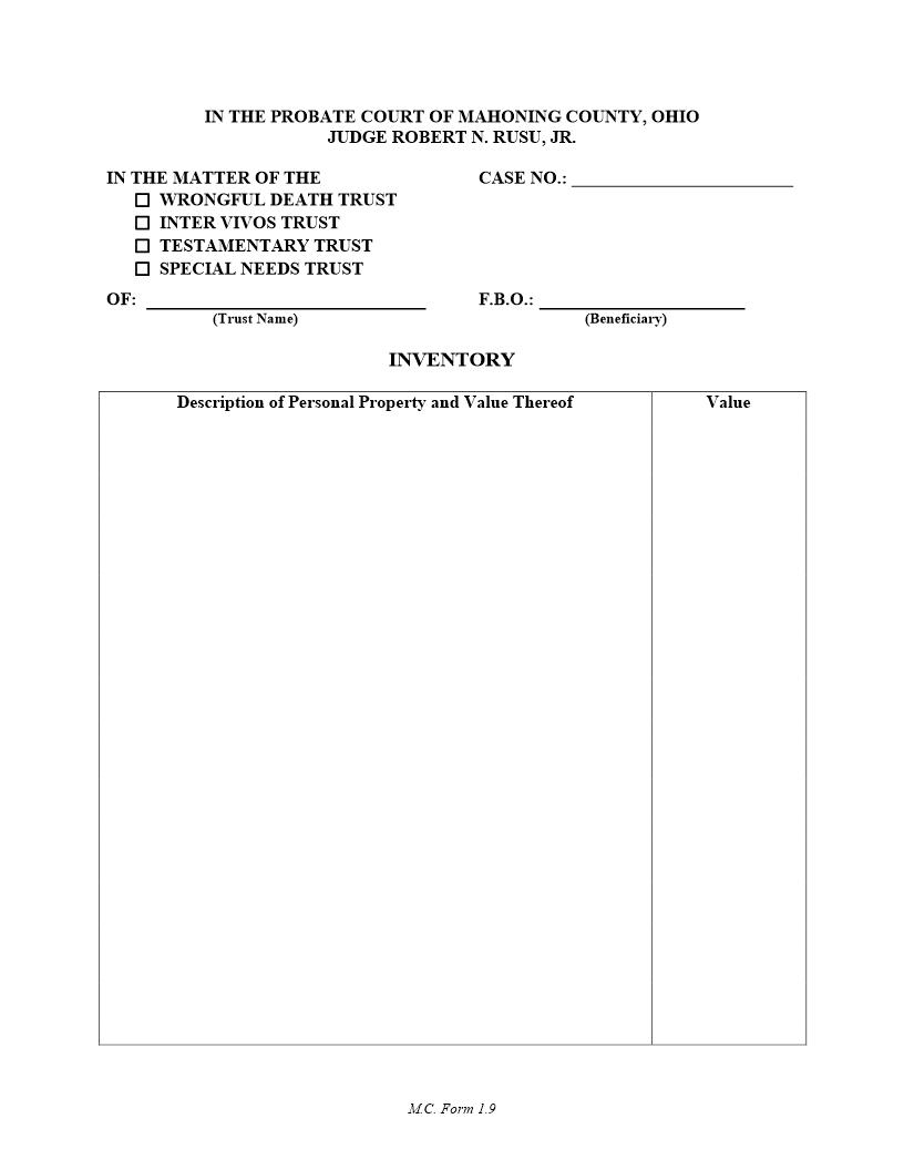 Inventory {1.9} | Pdf Fpdf Doc Docx | Ohio