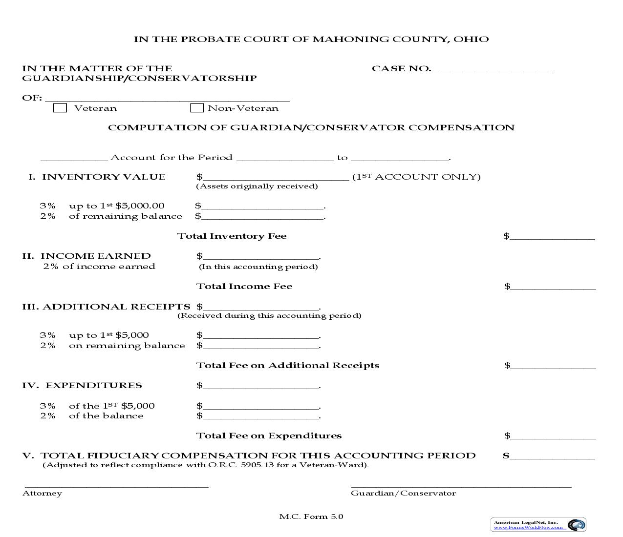 Computation Of Guardian Conservator Compensation {5.0} | Pdf Fpdf Doc Docx | Ohio