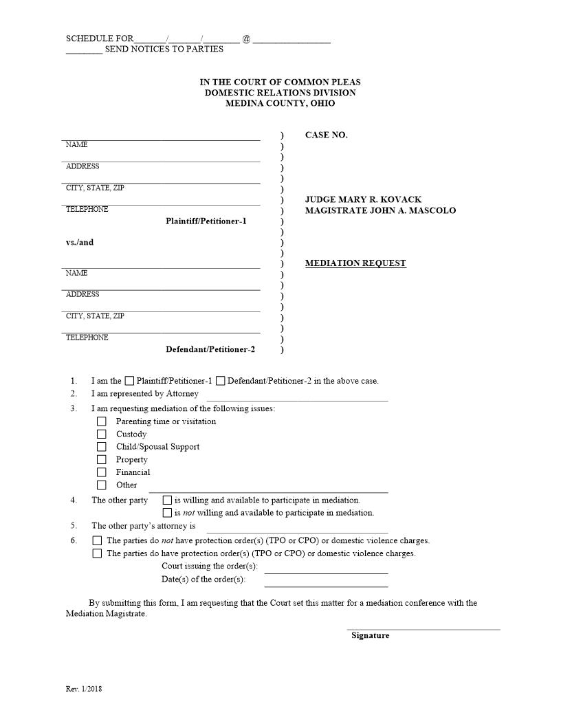 Mediation Request | Pdf Fpdf Doc Docx | Ohio