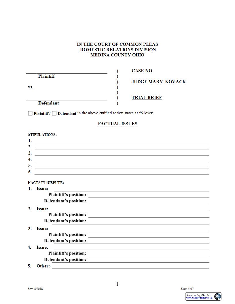 Trial Brief {5.07} | Pdf Fpdf Docx | Ohio