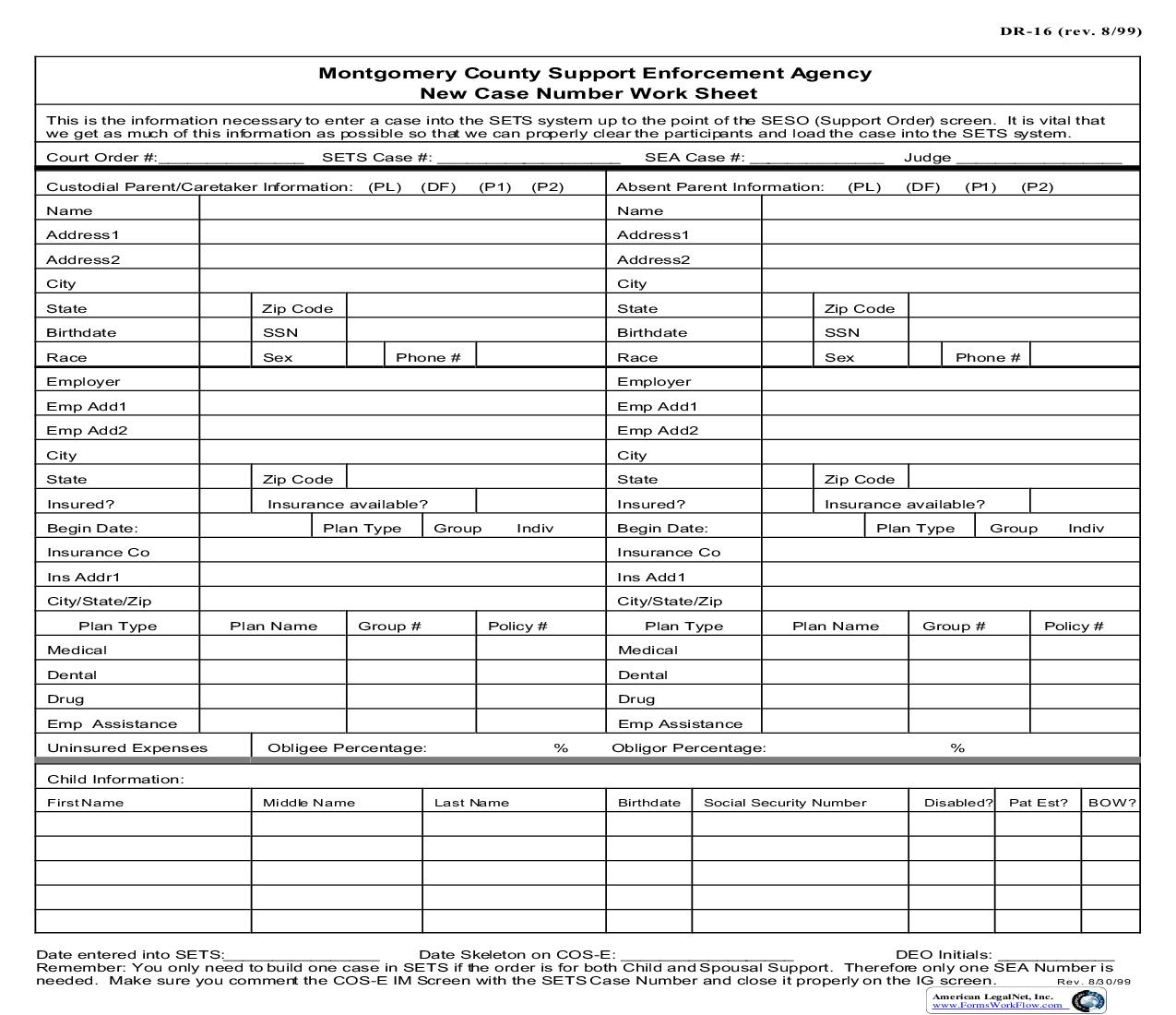 New Case Number Worksheet {DR-16} | Pdf Fpdf Doc Docx | Ohio