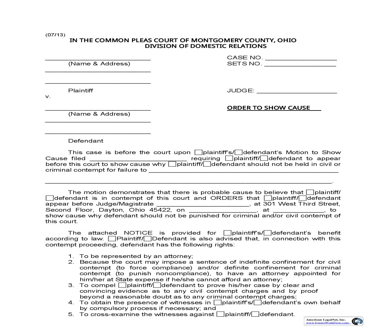 Order To Show Cause | Pdf Fpdf Doc Docx | Ohio