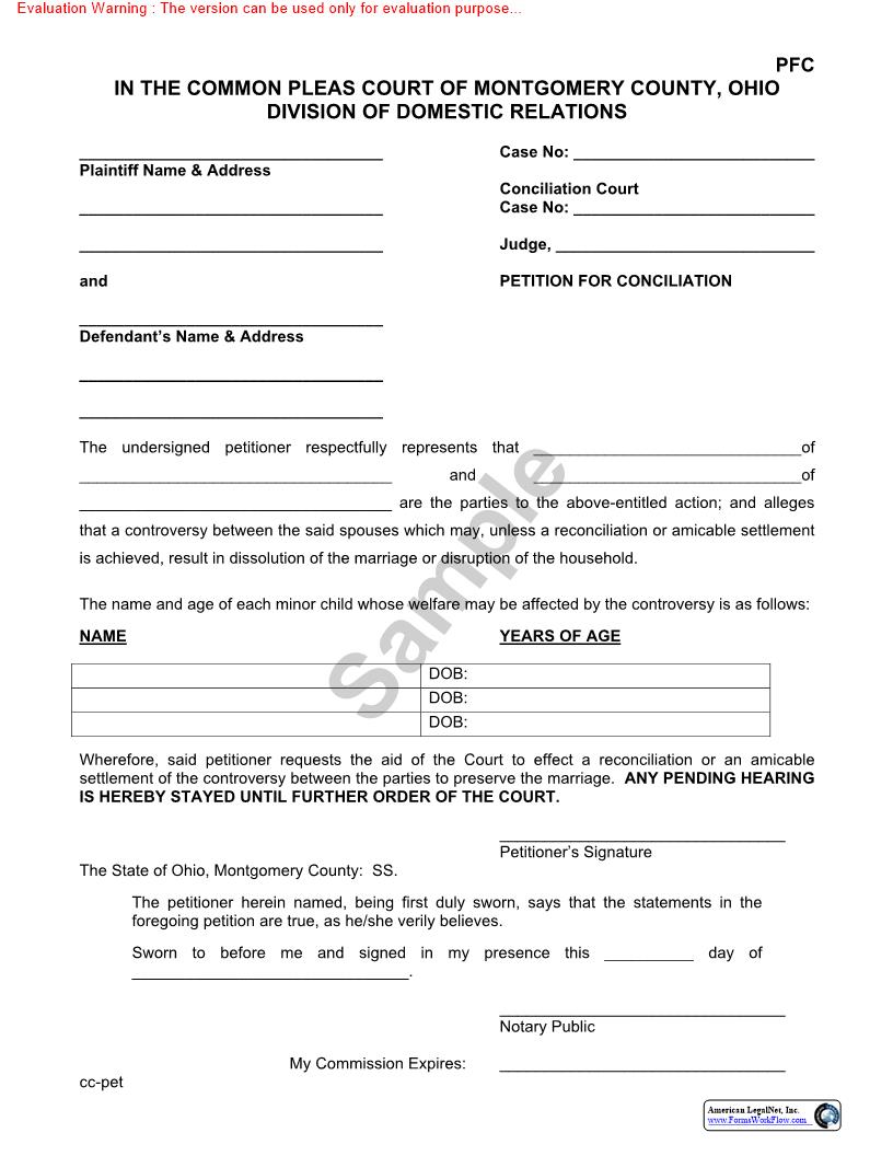 Petition For Conciliation | Pdf Fpdf Doc Docx | Ohio