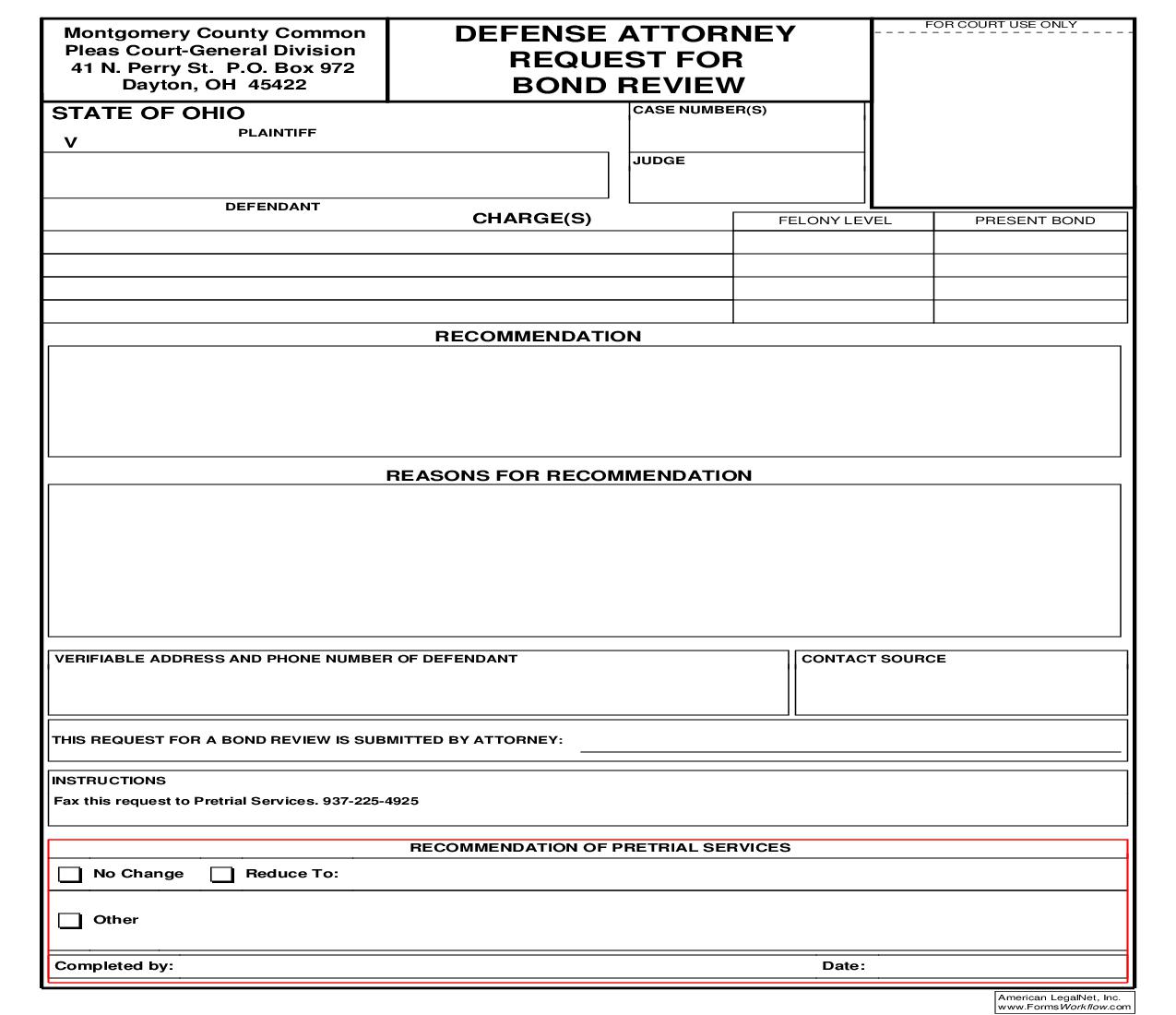 Defense Attorney Bond Review Request | Pdf Fpdf Doc Docx | Ohio