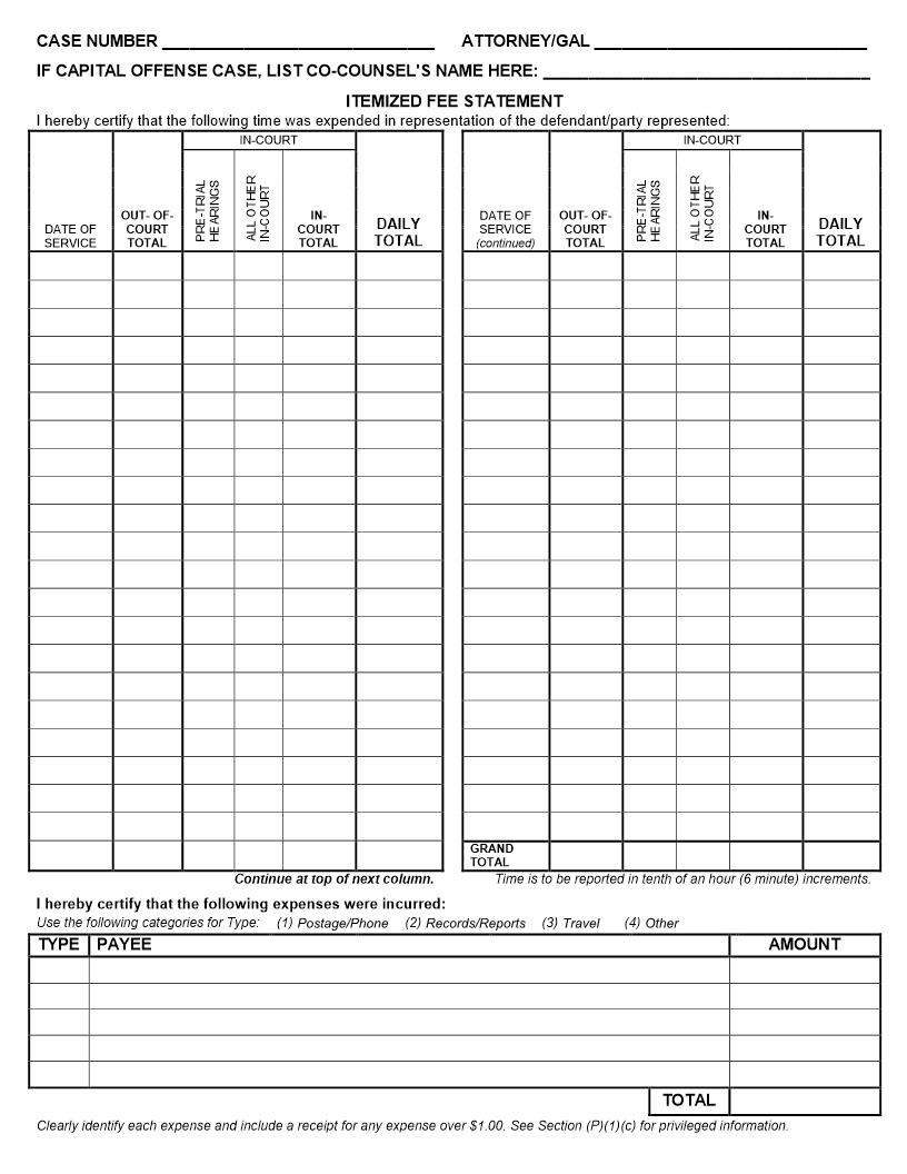 Itemized Fee Statement | Pdf Fpdf Doc Docx | Ohio