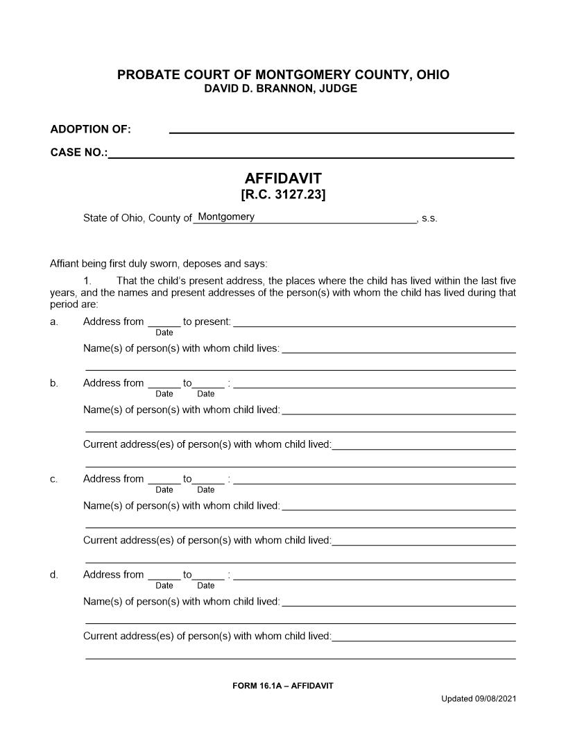 Affidavit {16.1} | Pdf Fpdf Doc Docx | Ohio