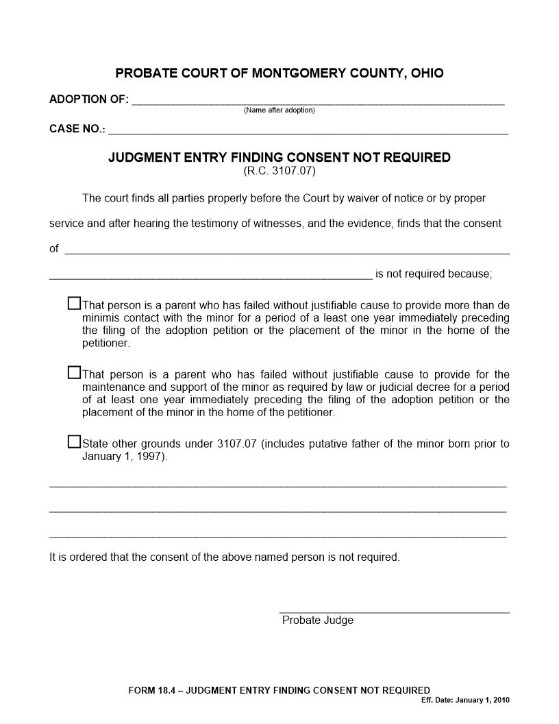 Judgment Entry Finding Consent Not Required {18.4} | Pdf Fpdf Doc Docx | Ohio