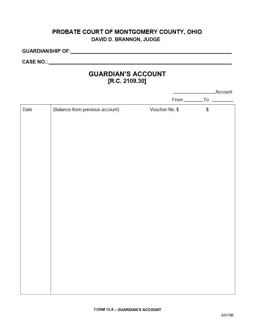 Guardians Account (Montgomery) {15.8} | Pdf Fpdf Doc Docx | Ohio