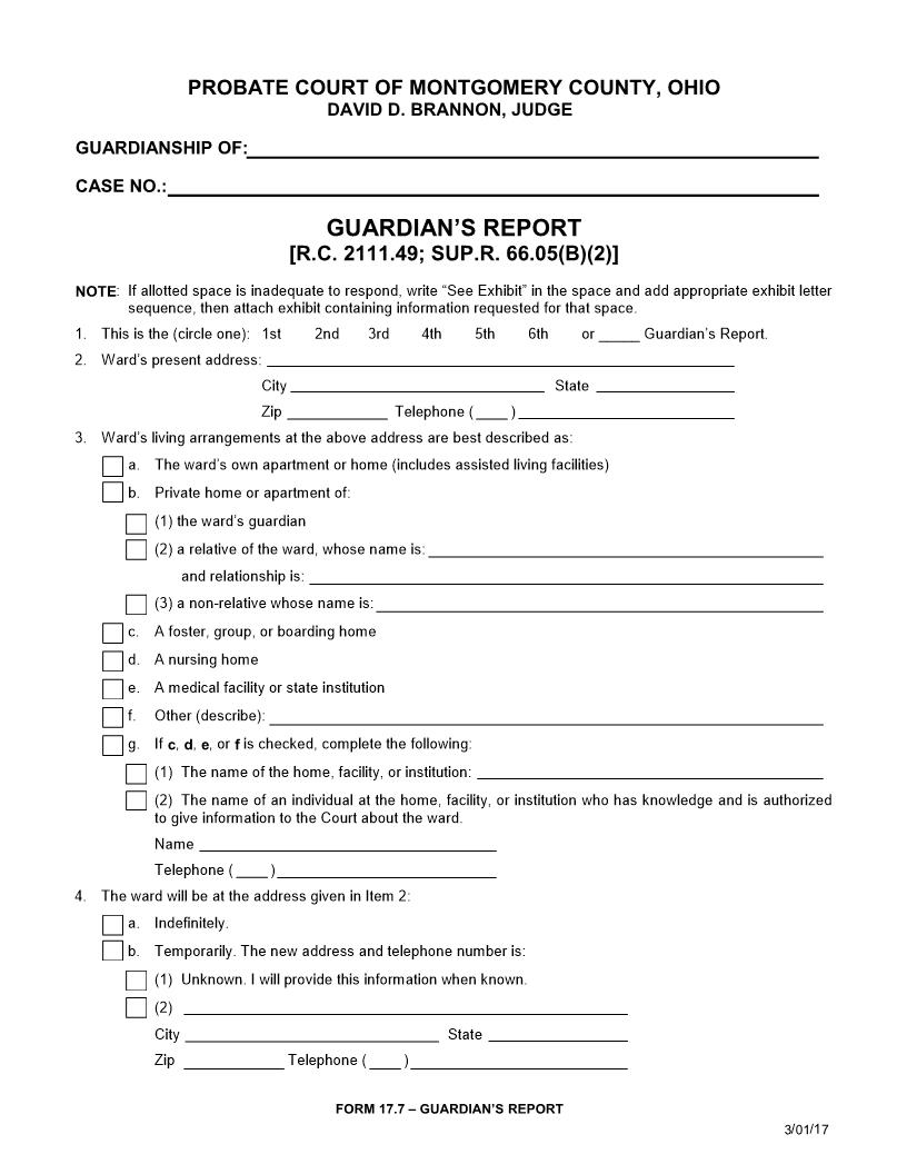 Guardians Report (Montgomery) {17.7} | Pdf Fpdf Docx | Ohio