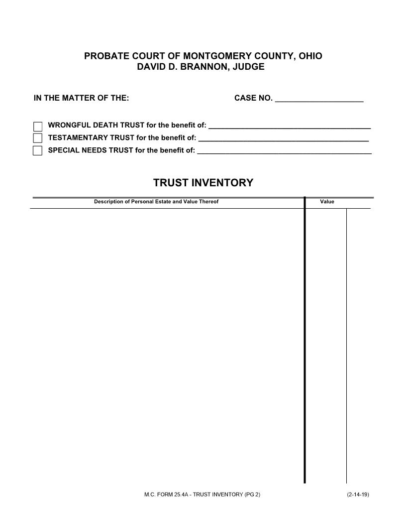 Trust Inventory {25.4A} | Pdf Fpdf Doc Docx | Ohio