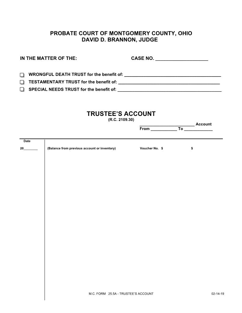 Trustees Account {25.5A} | Pdf Fpdf Doc Docx | Ohio