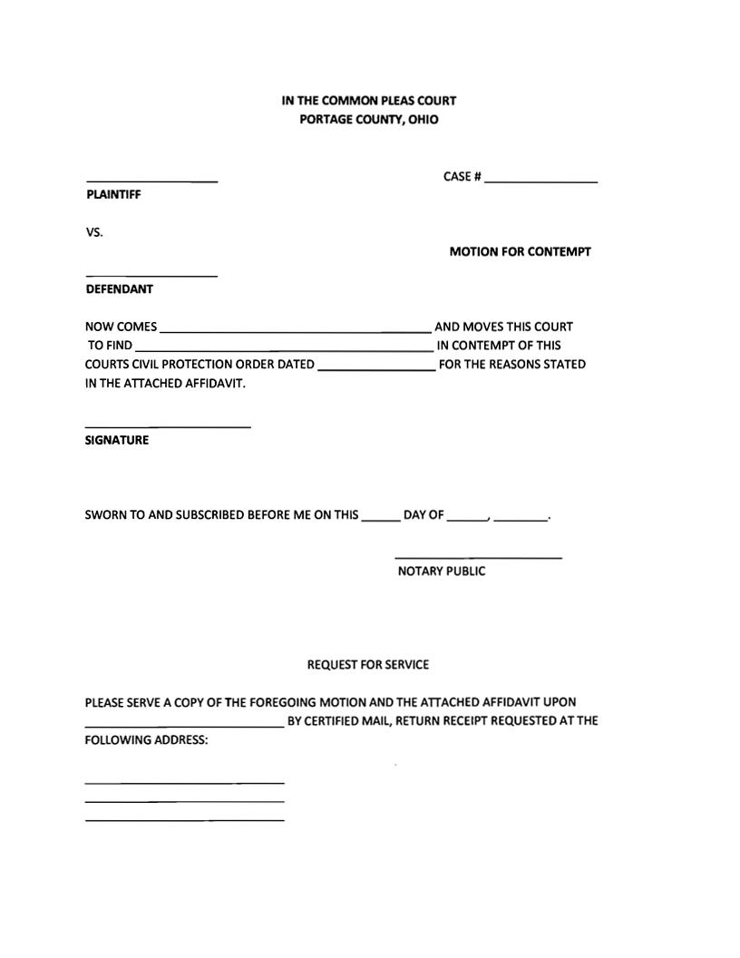 Motion For Contempt | Pdf Fpdf Doc Docx | Ohio
