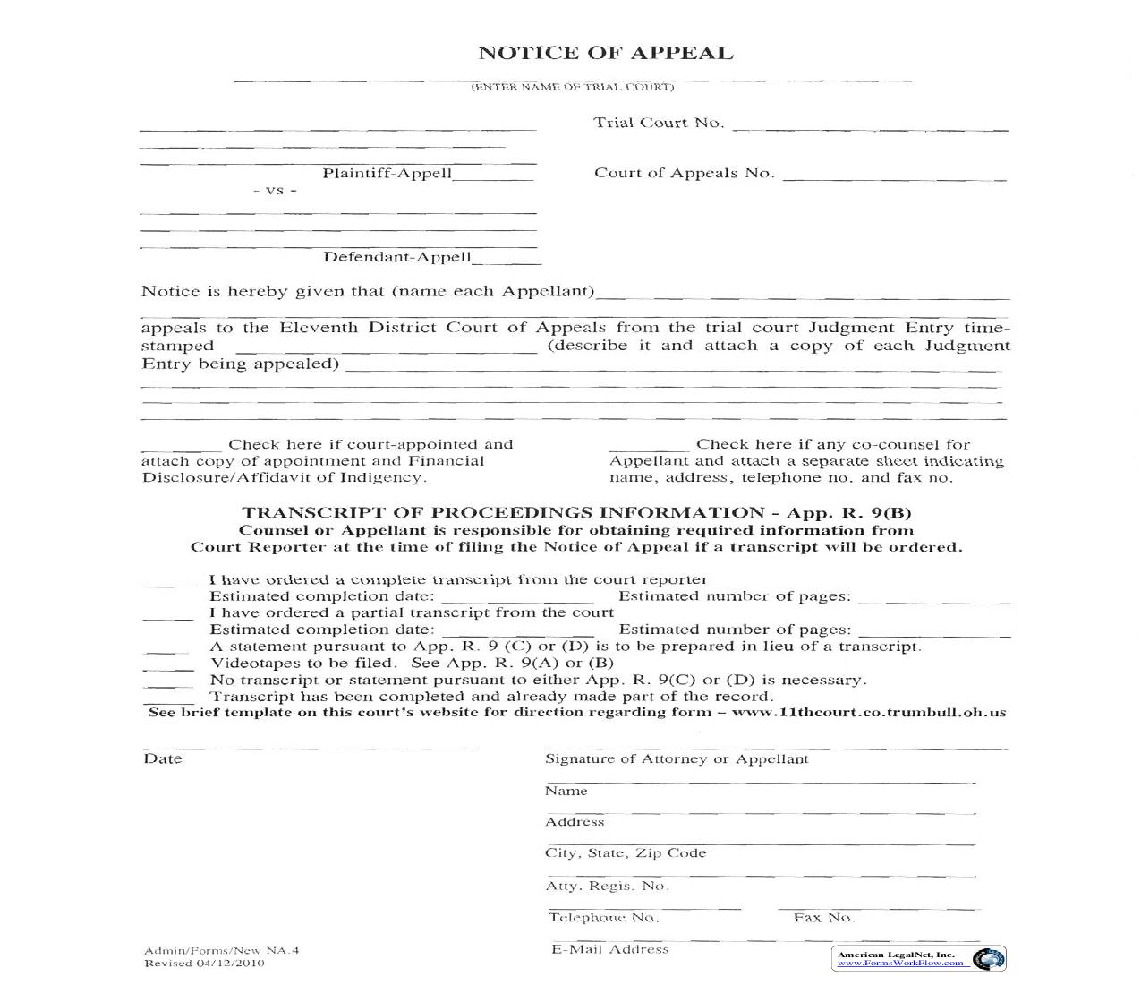 Notice Of Appeal | Pdf Fpdf Doc Docx | Ohio