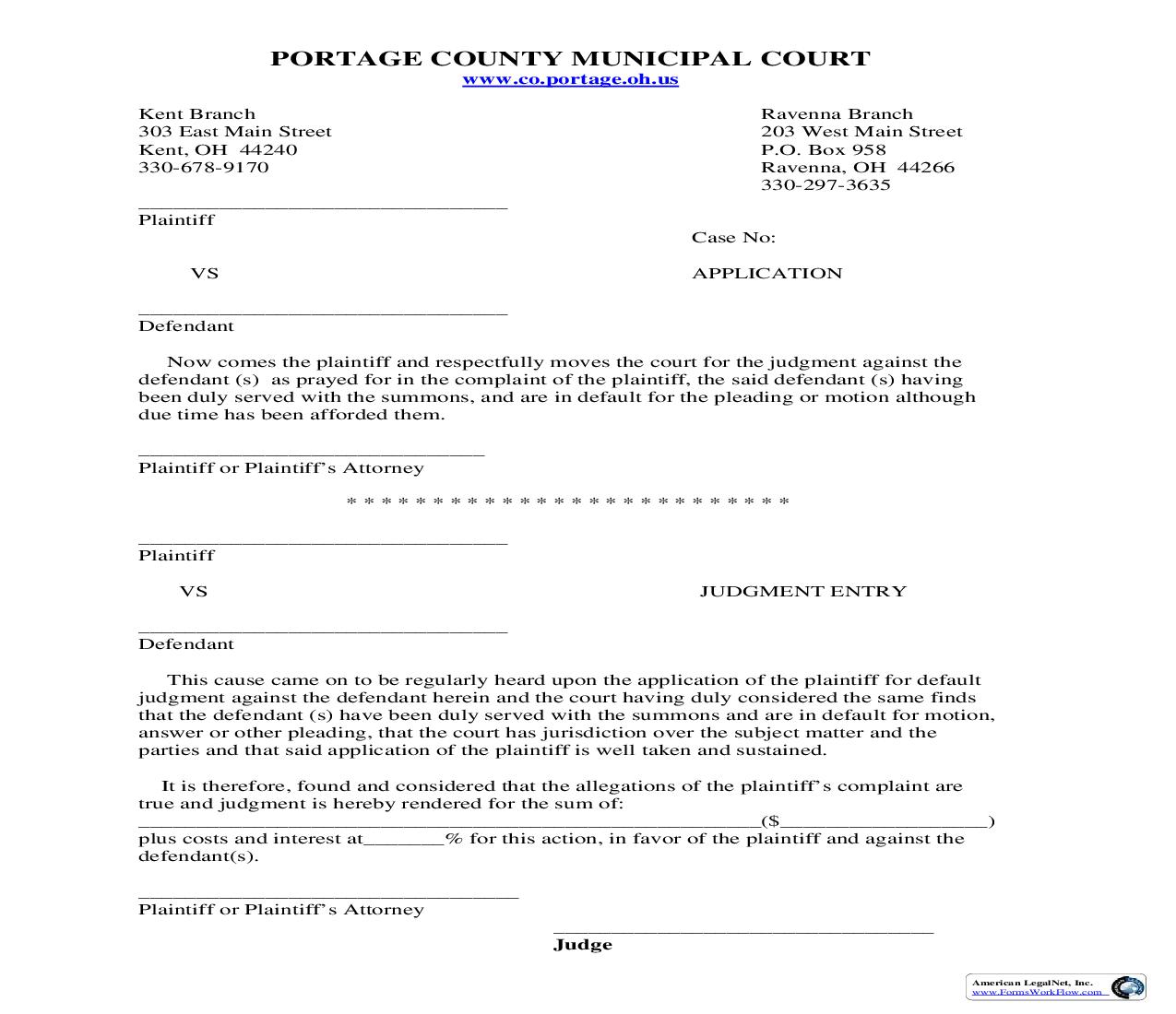 Application For Default Judgment | Pdf Fpdf Doc Docx | Ohio