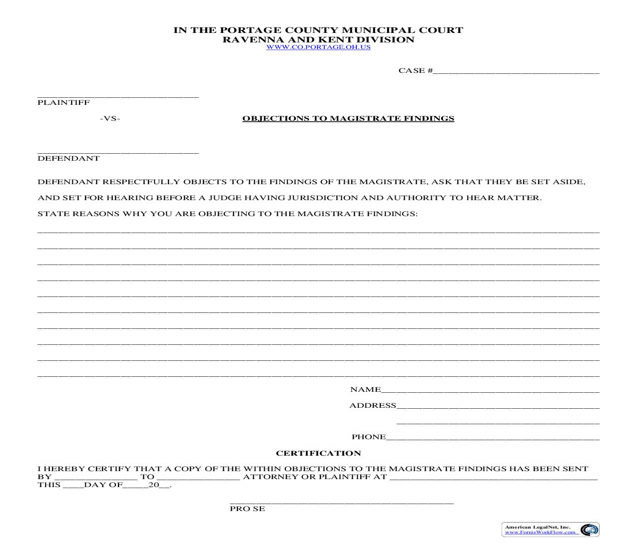 Objections To Magistrate Findings | Pdf Fpdf Doc Docx | Ohio