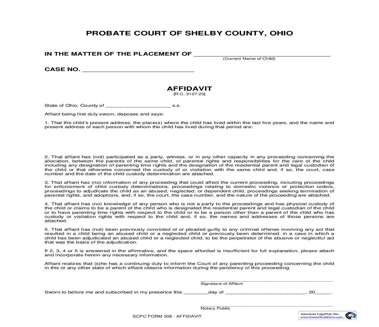 Affidavit {308} | Pdf Fpdf Doc Docx | Ohio
