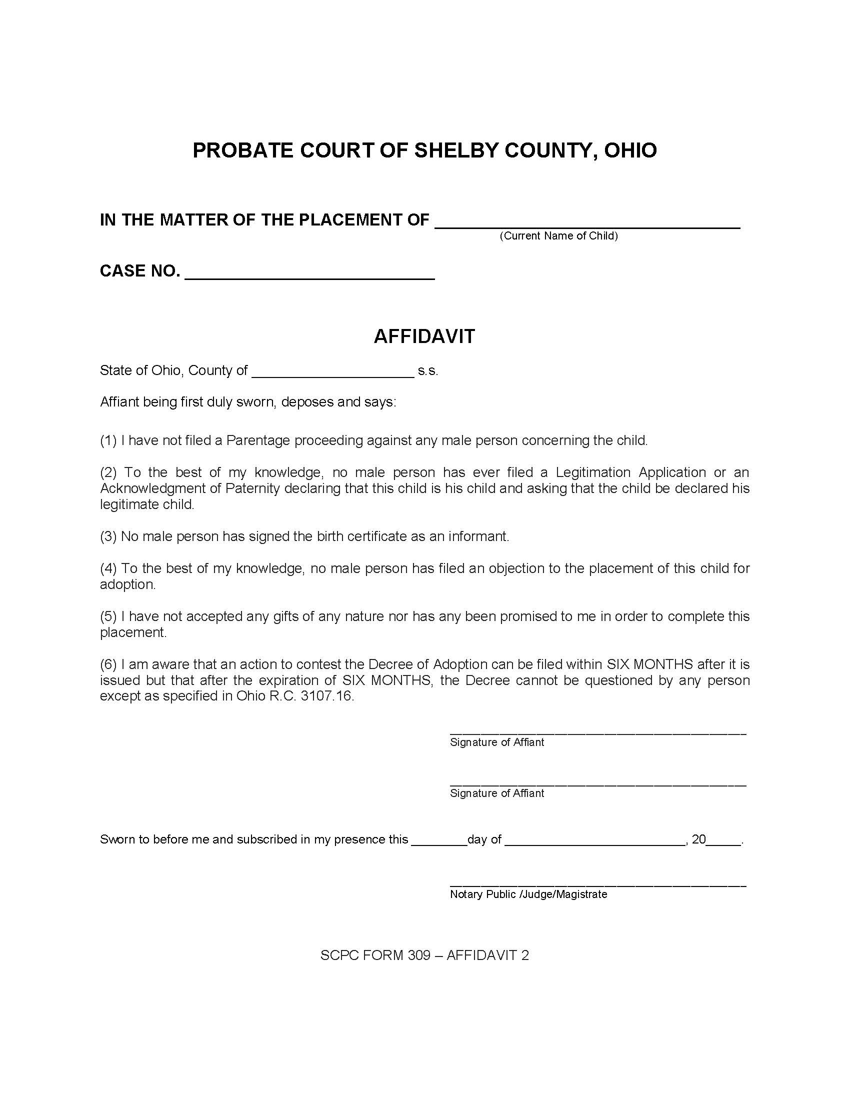 Affidavit {309} | Pdf Fpdf Docx | Ohio