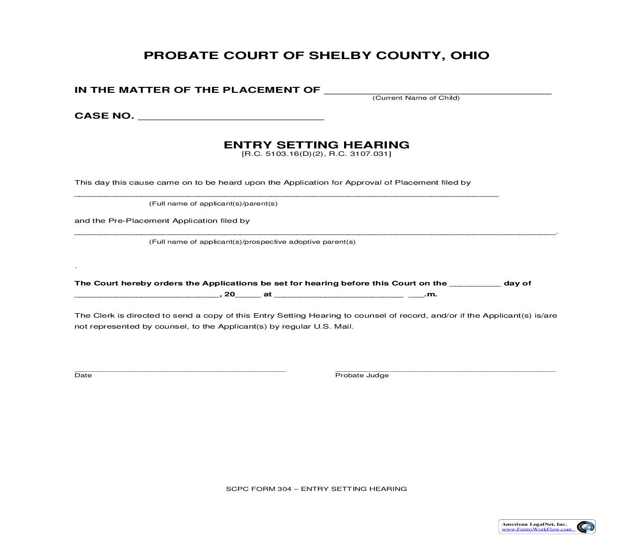 Entry Setting Hearing {304} | Pdf Fpdf Doc Docx | Ohio