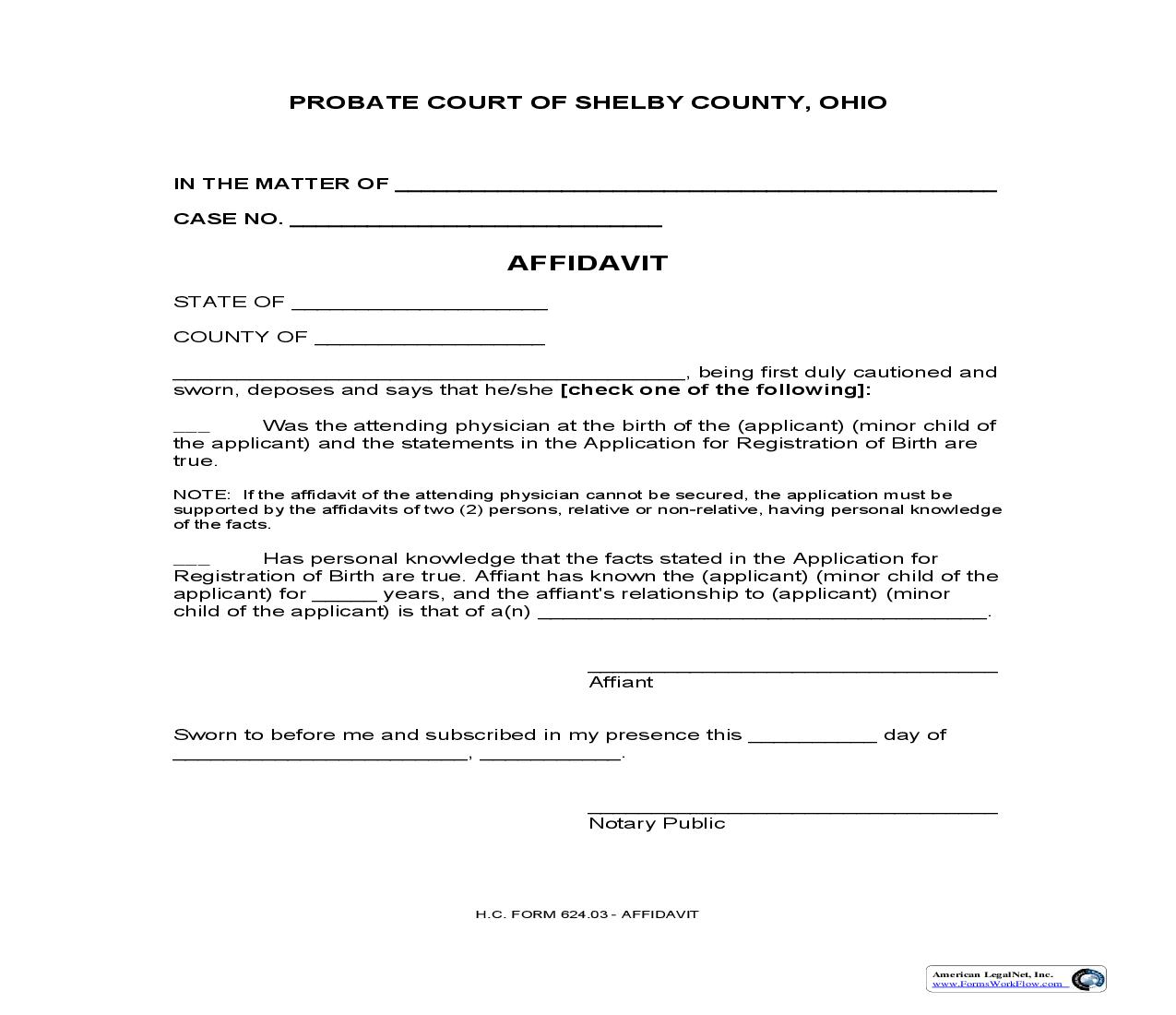 Affidavit {624.03} | Pdf Fpdf Doc Docx | Ohio