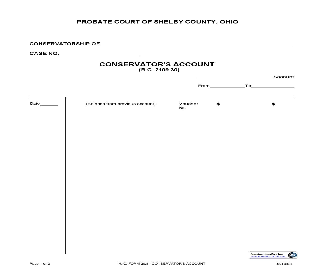 Conservators Account {20.8} | Pdf Fpdf Doc Docx | Ohio