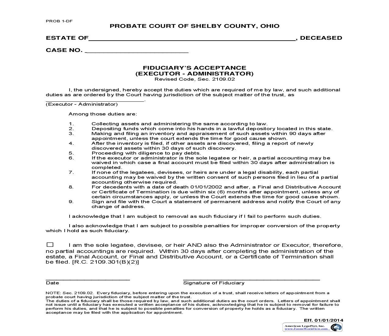 Fiduciarys Acceptance {4.8} | Pdf Fpdf Doc Docx | Ohio