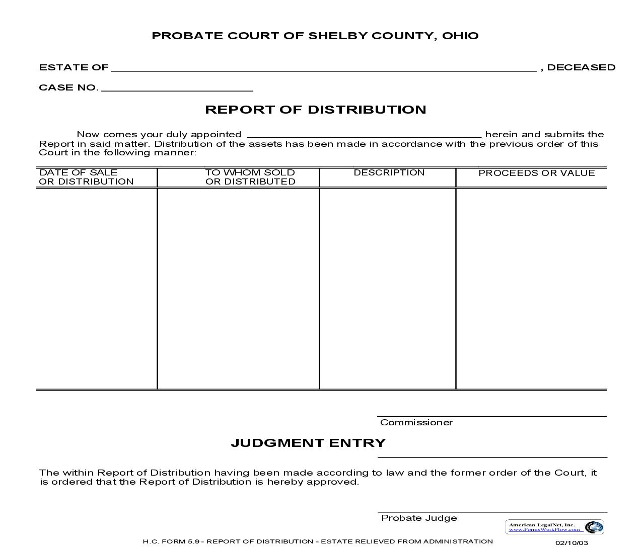Report Of Distribution {5.9} | Pdf Fpdf Doc Docx | Ohio